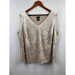 Women’s New Directions Size 2X Champagne Velvet Sleeveless Blouse with Lace Back